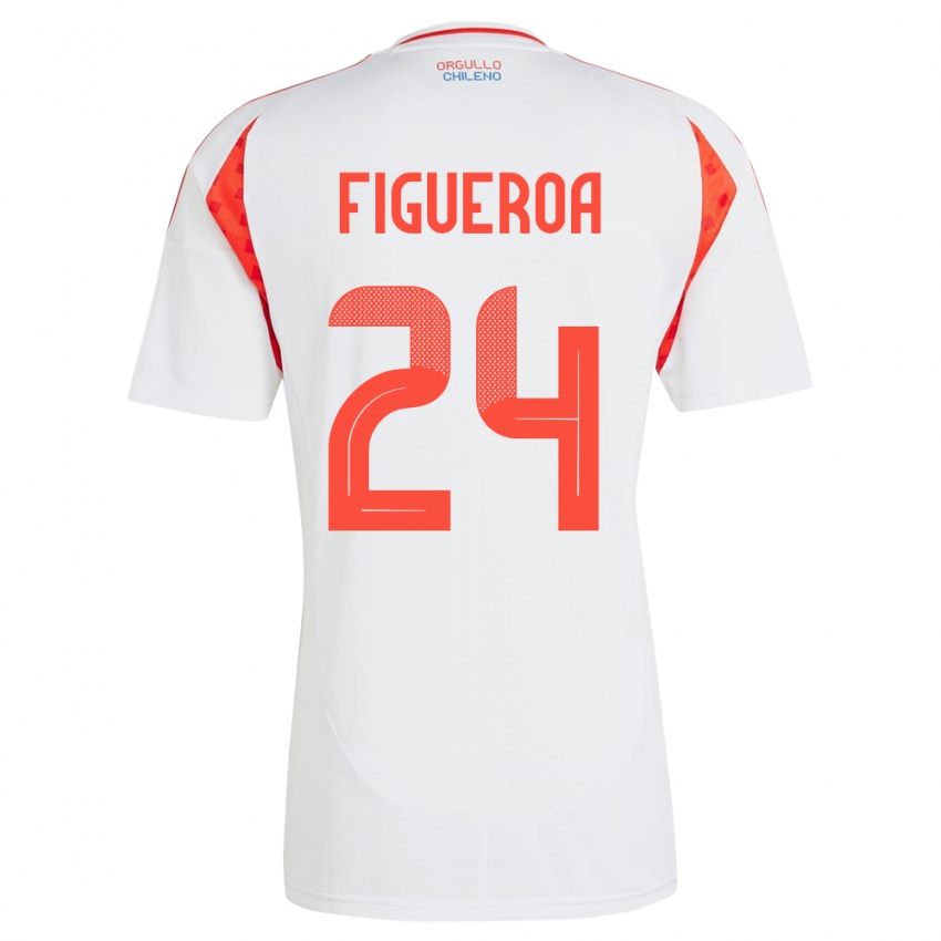 Børn Chile Ámbar Figueroa #24 Hvid Udebane Spillertrøjer 24-26 Trøje T-Shirt