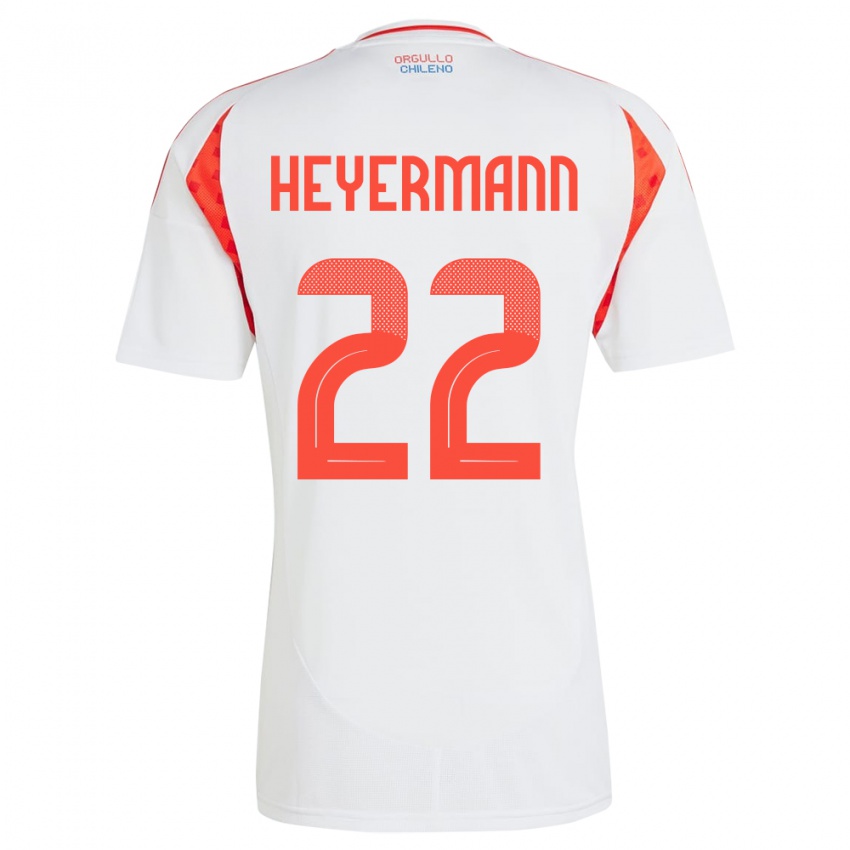 Børn Chile Agustina Heyermann #22 Hvid Udebane Spillertrøjer 24-26 Trøje T-Shirt