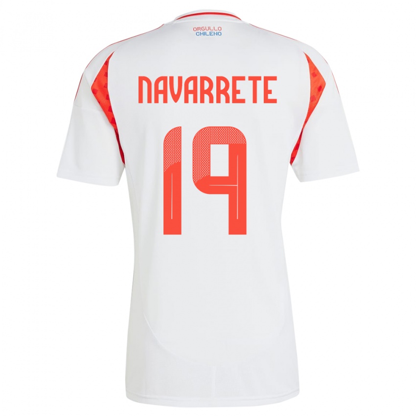 Børn Chile Valentina Navarrete #19 Hvid Udebane Spillertrøjer 24-26 Trøje T-Shirt