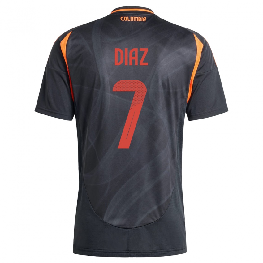 Børn Colombia Luis Díaz #7 Sort Udebane Spillertrøjer 24-26 Trøje T-Shirt
