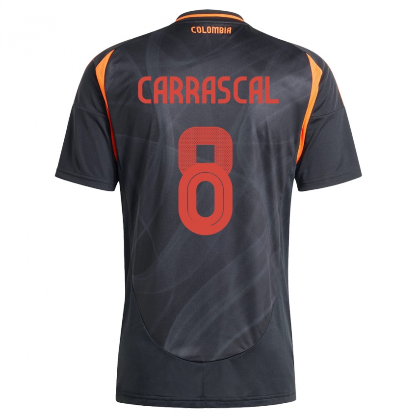 Børn Colombia Jorge Carrascal #8 Sort Udebane Spillertrøjer 24-26 Trøje T-Shirt