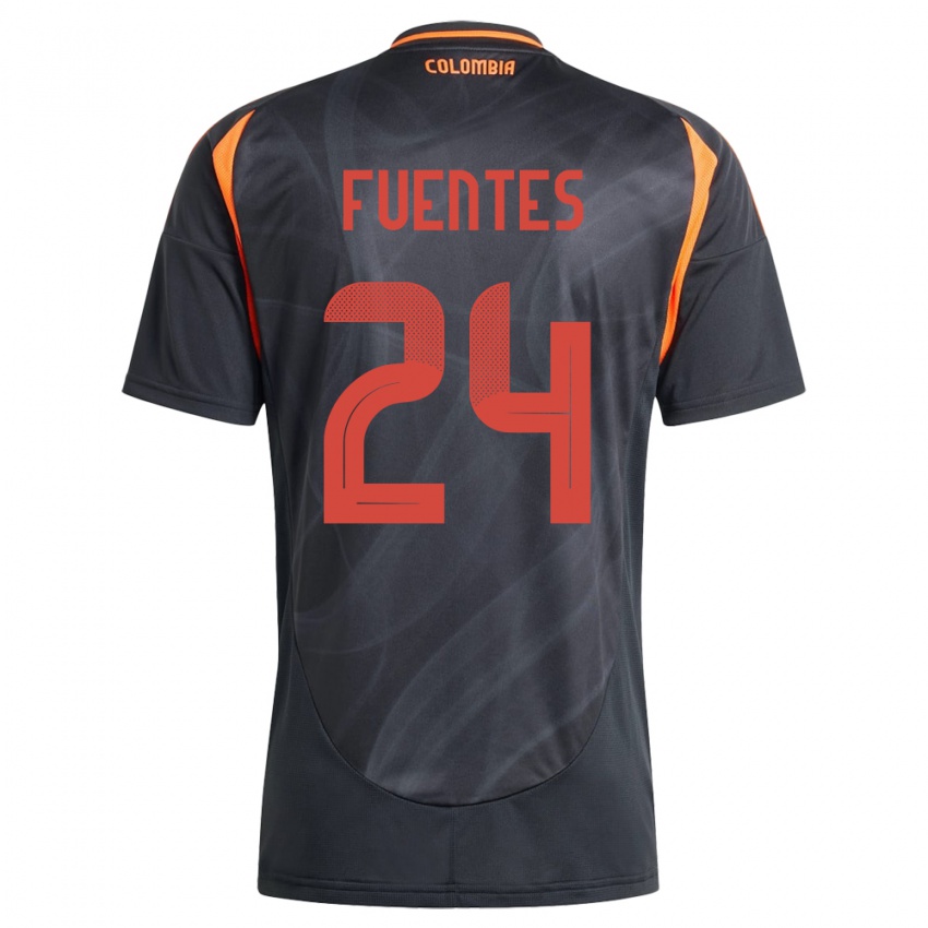 Børn Colombia Gabriel Fuentes #24 Sort Udebane Spillertrøjer 24-26 Trøje T-Shirt