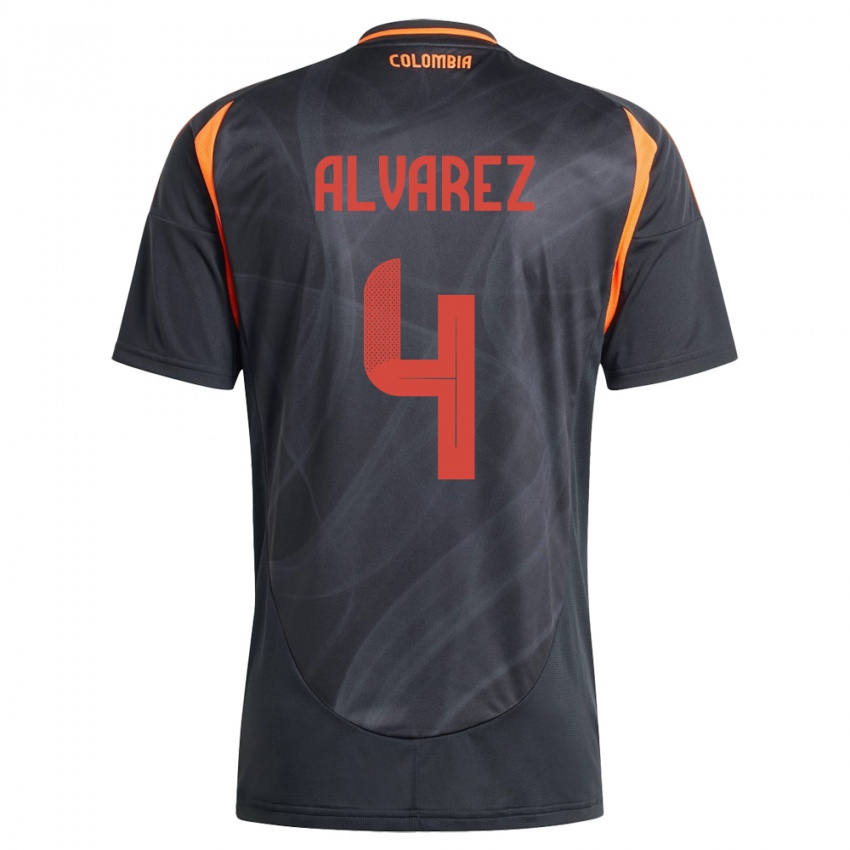 Børn Colombia Fernando Álvarez #4 Sort Udebane Spillertrøjer 24-26 Trøje T-Shirt