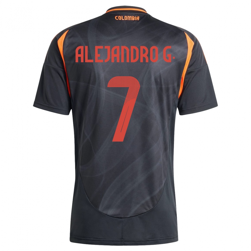 Børn Colombia Alejandro García #7 Sort Udebane Spillertrøjer 24-26 Trøje T-Shirt