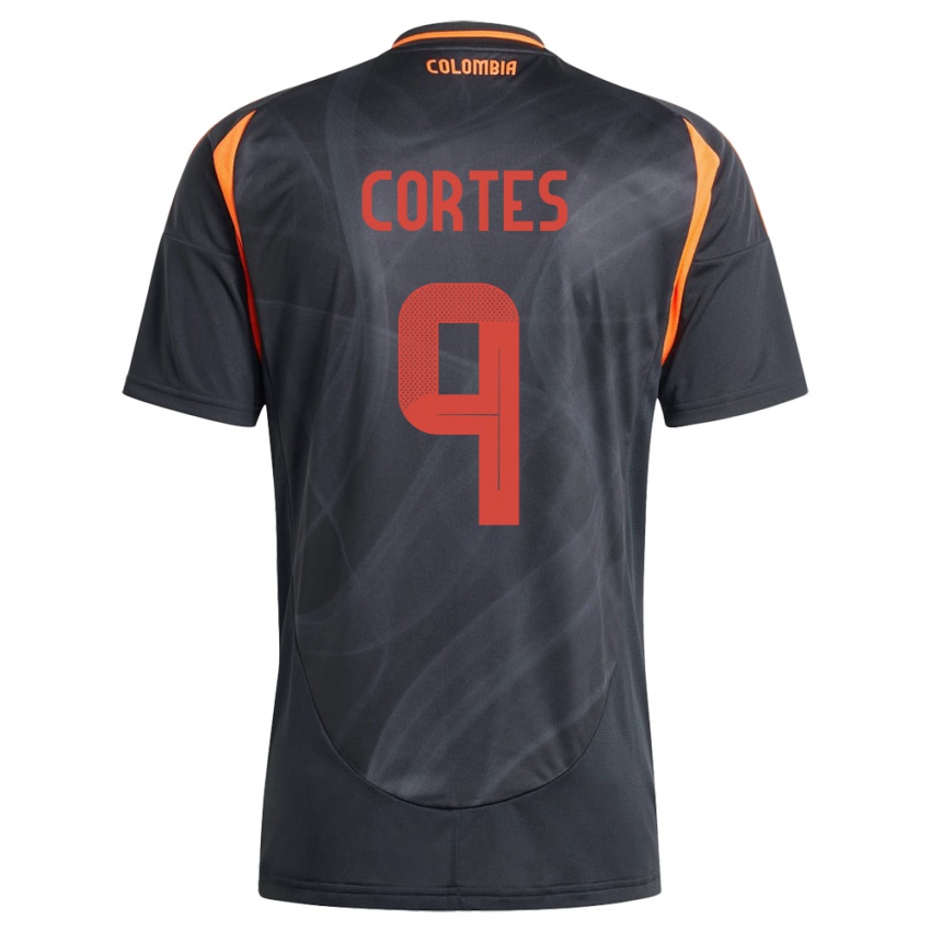 Børn Colombia Carlos Cortés #9 Sort Udebane Spillertrøjer 24-26 Trøje T-Shirt