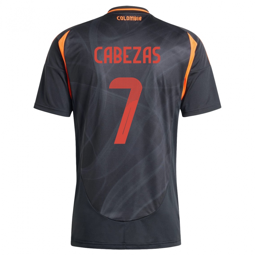 Børn Colombia Jorge Cabezas #7 Sort Udebane Spillertrøjer 24-26 Trøje T-Shirt