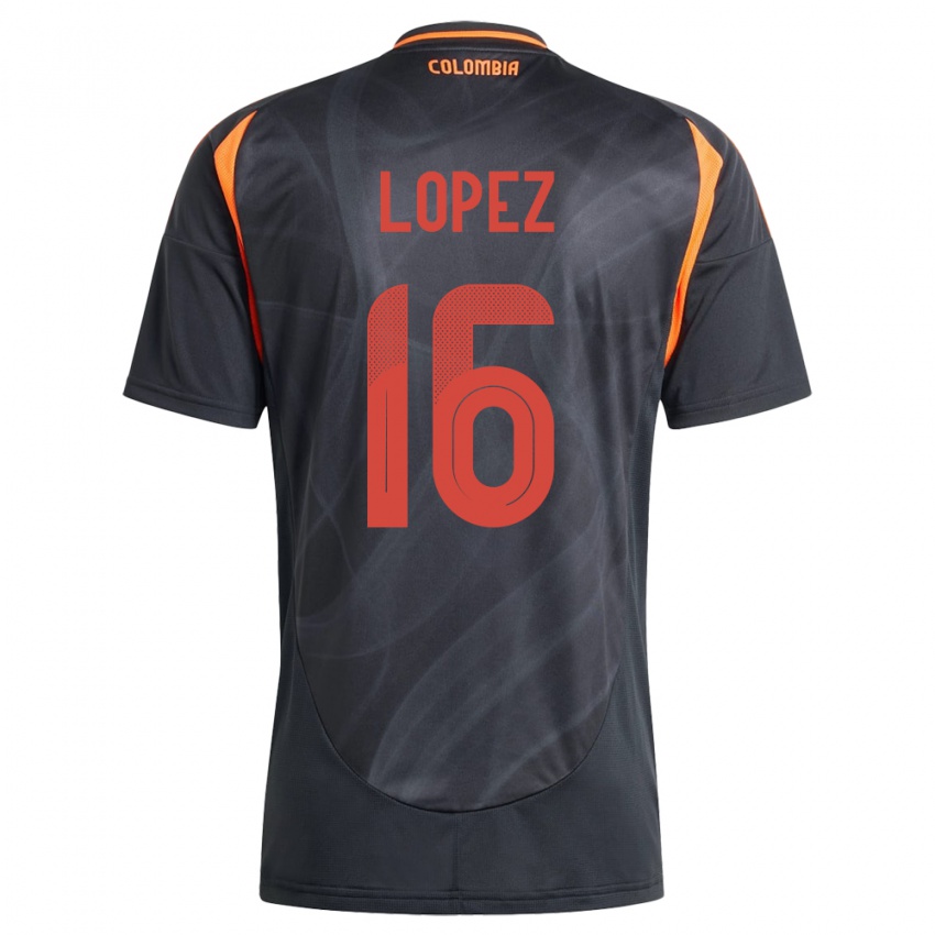 Børn Colombia William López #16 Sort Udebane Spillertrøjer 24-26 Trøje T-Shirt