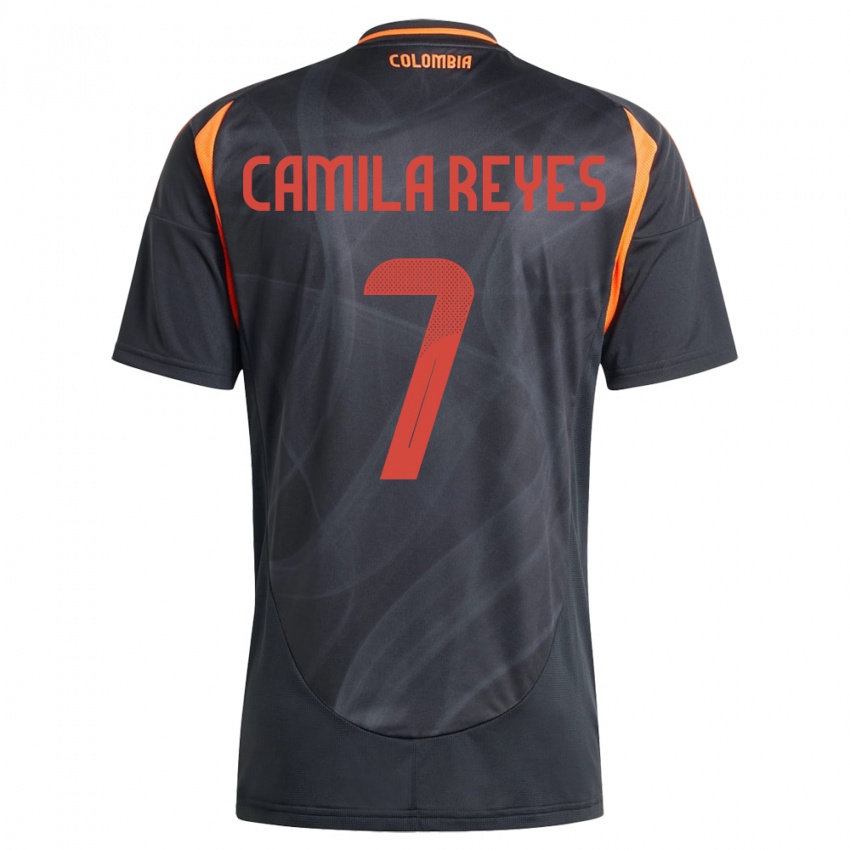 Børn Colombia María Camila Reyes #7 Sort Udebane Spillertrøjer 24-26 Trøje T-Shirt