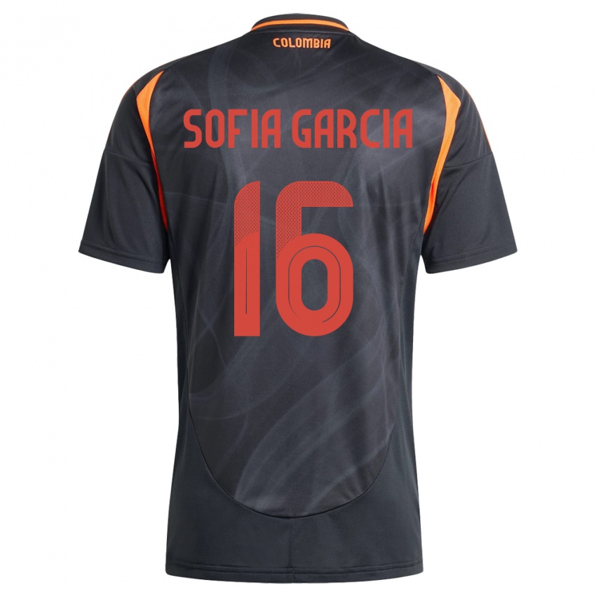 Børn Colombia Sofía García #16 Sort Udebane Spillertrøjer 24-26 Trøje T-Shirt