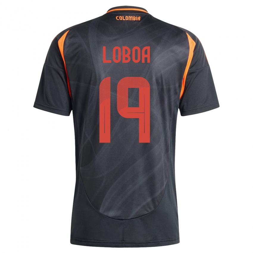 Børn Colombia Valerin Loboa #19 Sort Udebane Spillertrøjer 24-26 Trøje T-Shirt