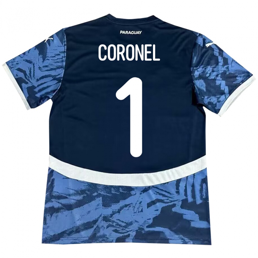 Børn Paraguay Carlos Coronel #1 Blå Udebane Spillertrøjer 24-26 Trøje T-Shirt