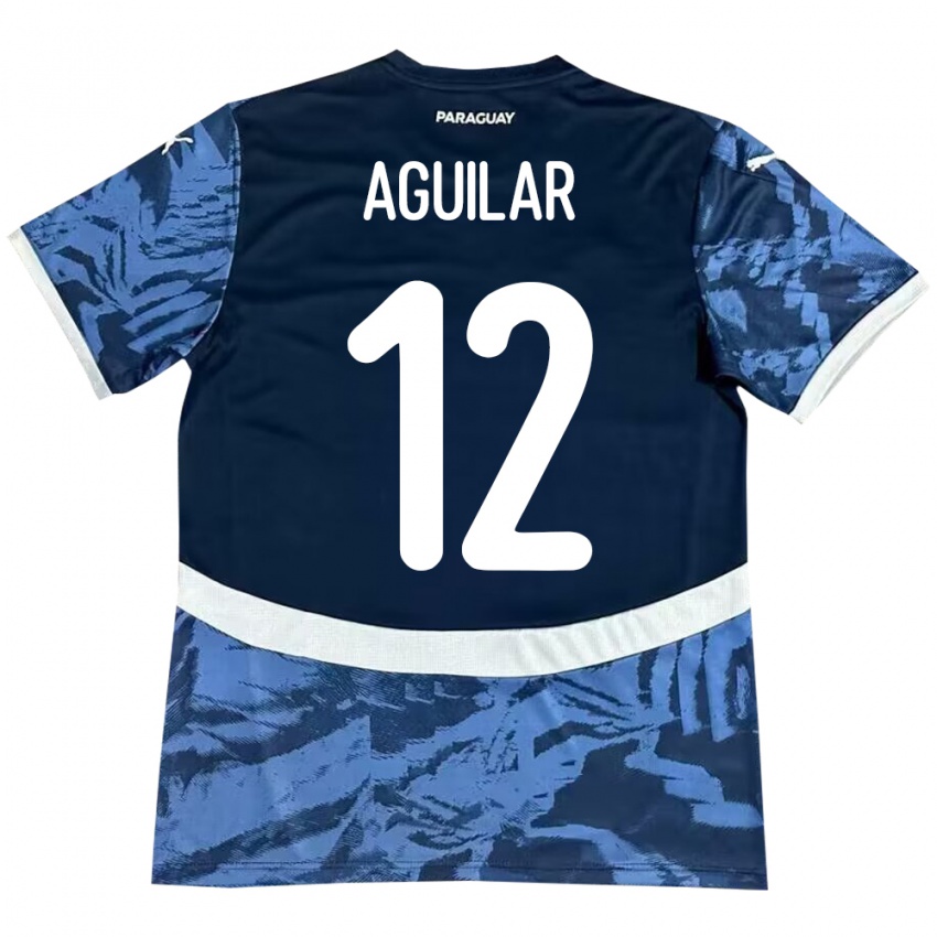 Børn Paraguay Alfredo Aguilar #12 Blå Udebane Spillertrøjer 24-26 Trøje T-Shirt