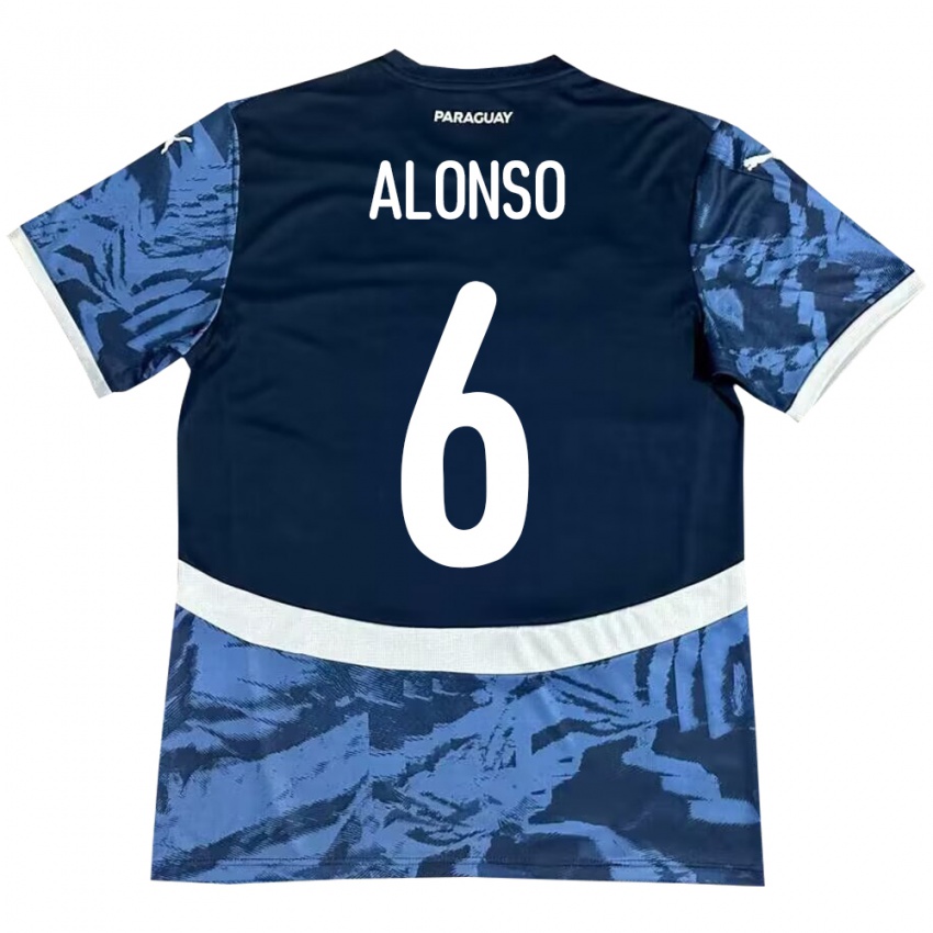 Børn Paraguay Júnior Alonso #6 Blå Udebane Spillertrøjer 24-26 Trøje T-Shirt