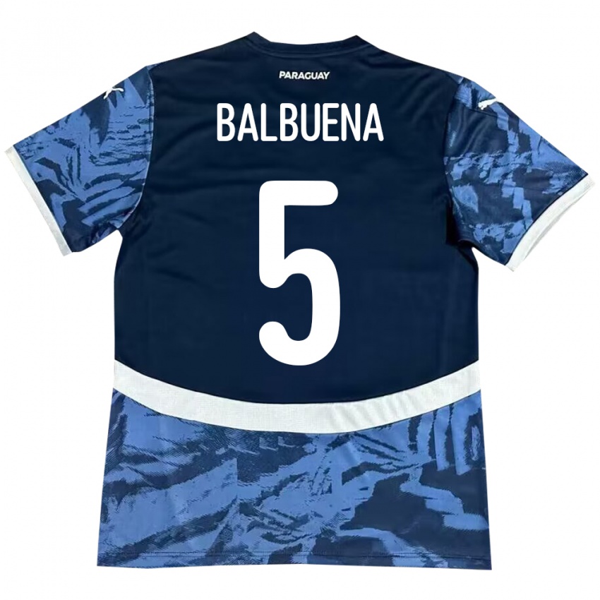 Børn Paraguay Fabián Balbuena #5 Blå Udebane Spillertrøjer 24-26 Trøje T-Shirt