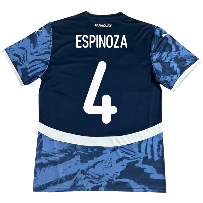 Børn Paraguay Matías Espinoza #4 Blå Udebane Spillertrøjer 24-26 Trøje T-Shirt