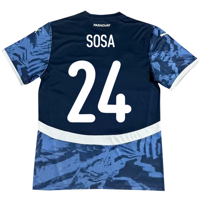 Børn Paraguay Ramón Sosa #24 Blå Udebane Spillertrøjer 24-26 Trøje T-Shirt