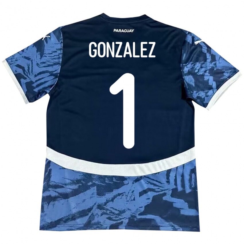 Børn Paraguay Ángel González #1 Blå Udebane Spillertrøjer 24-26 Trøje T-Shirt