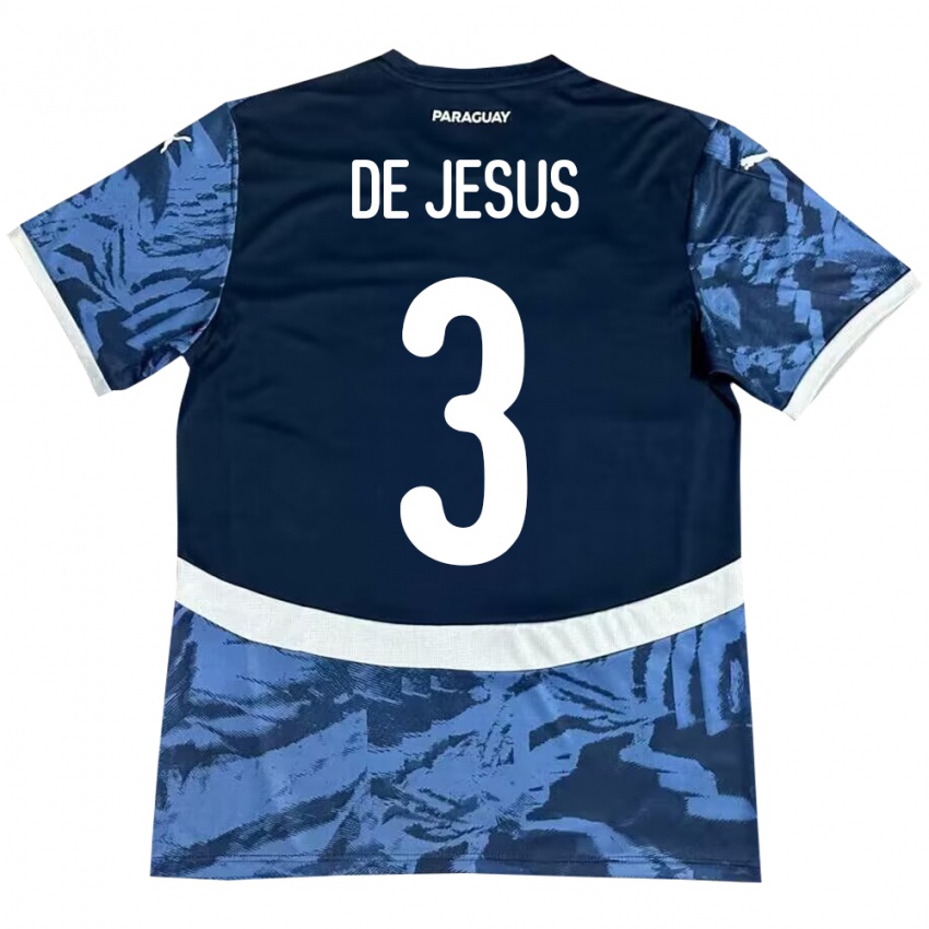 Børn Paraguay Ronaldo De Jesús #3 Blå Udebane Spillertrøjer 24-26 Trøje T-Shirt