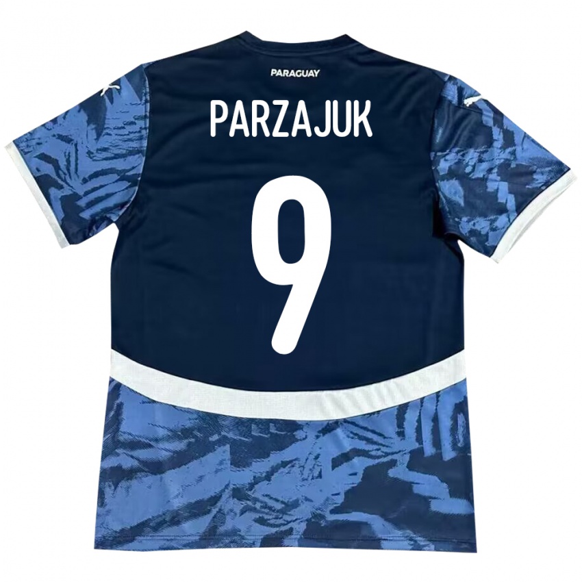 Børn Paraguay Kevin Parzajuk #9 Blå Udebane Spillertrøjer 24-26 Trøje T-Shirt