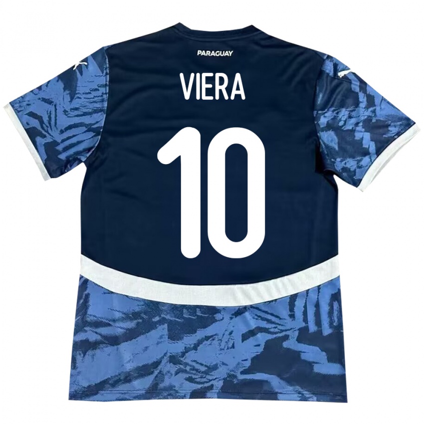 Børn Paraguay Wílder Viera #10 Blå Udebane Spillertrøjer 24-26 Trøje T-Shirt