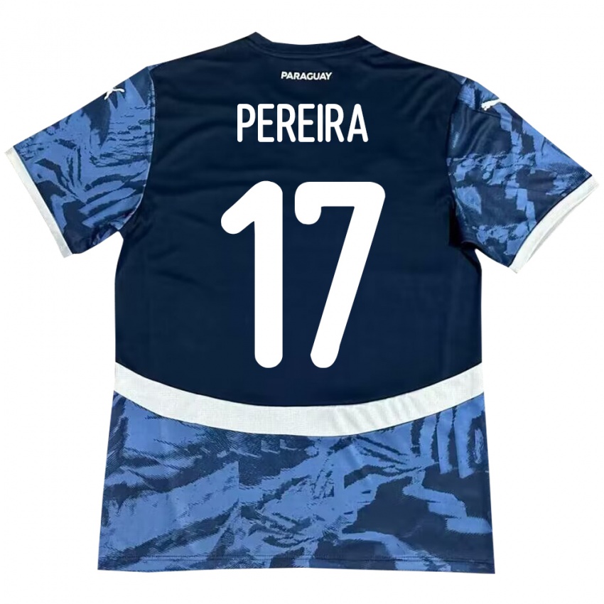 Børn Paraguay Kevin Pereira #17 Blå Udebane Spillertrøjer 24-26 Trøje T-Shirt