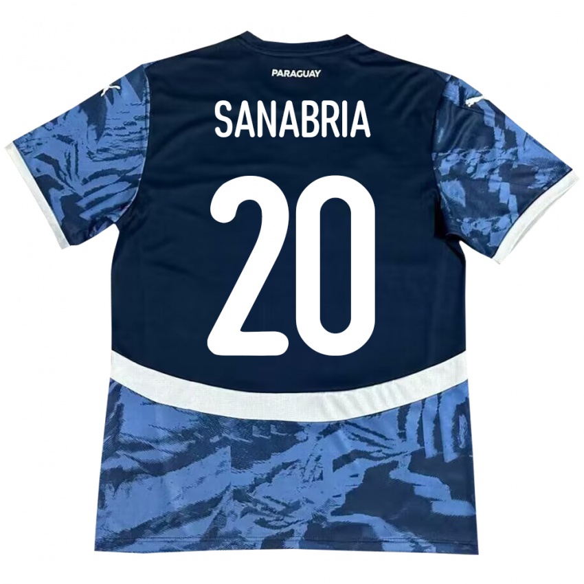 Børn Paraguay Tobías Sanabria #20 Blå Udebane Spillertrøjer 24-26 Trøje T-Shirt