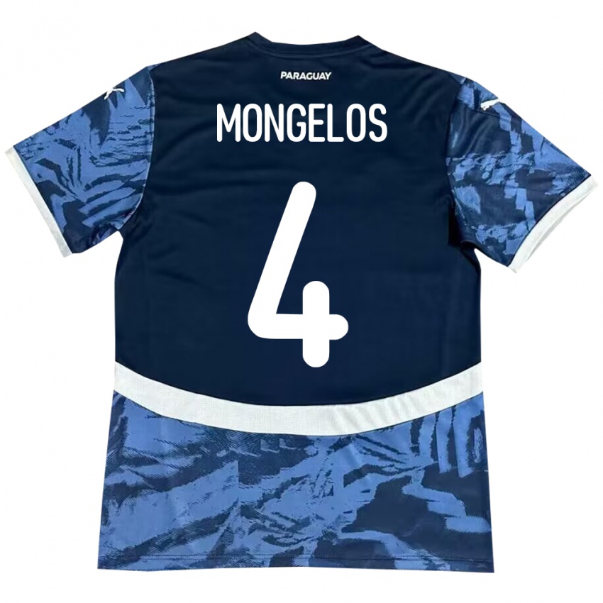 Børn Paraguay Rolando Mongelós #4 Blå Udebane Spillertrøjer 24-26 Trøje T-Shirt