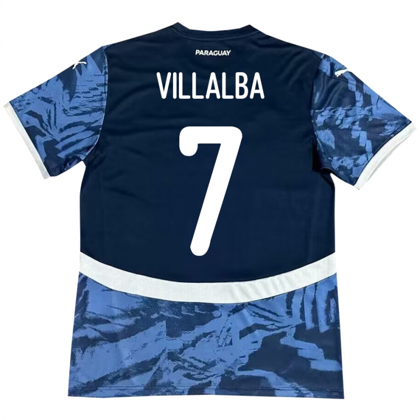 Børn Paraguay Rodrigo Villalba #7 Blå Udebane Spillertrøjer 24-26 Trøje T-Shirt