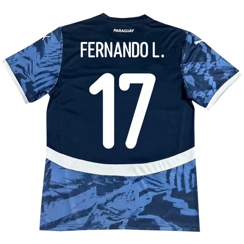 Børn Paraguay Fernando Leguizamón #17 Blå Udebane Spillertrøjer 24-26 Trøje T-Shirt