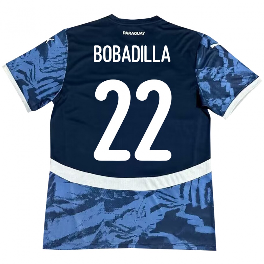 Børn Paraguay Dylan Bobadilla #22 Blå Udebane Spillertrøjer 24-26 Trøje T-Shirt