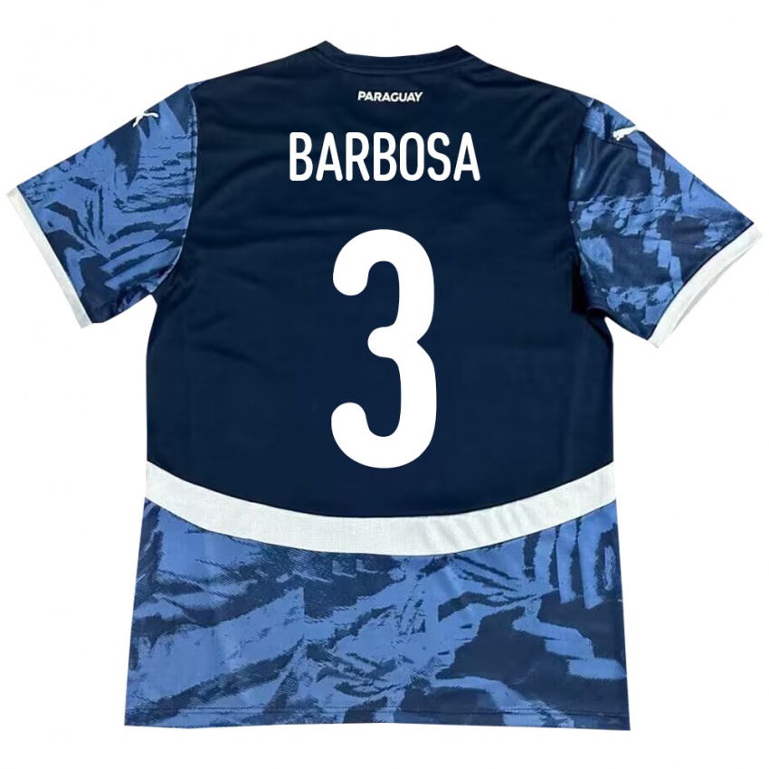 Børn Paraguay Camila Barbosa #3 Blå Udebane Spillertrøjer 24-26 Trøje T-Shirt