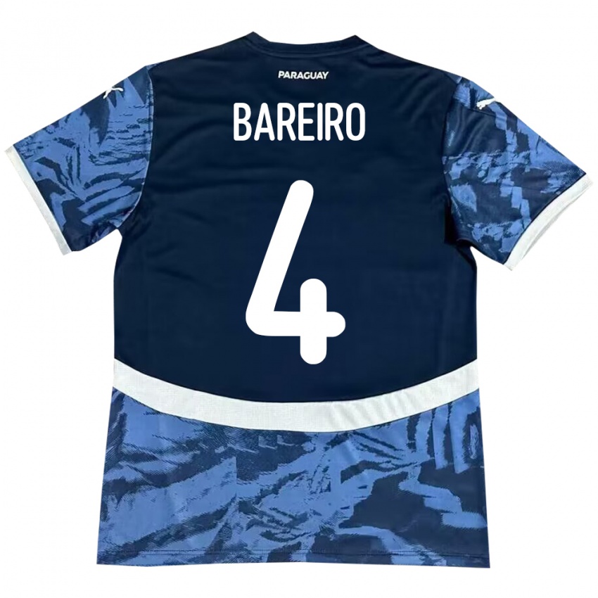 Børn Paraguay Daysy Bareiro #4 Blå Udebane Spillertrøjer 24-26 Trøje T-Shirt