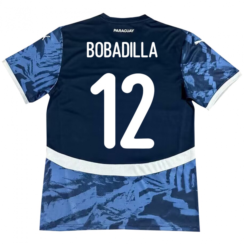 Børn Paraguay Alicia Bobadilla #12 Blå Udebane Spillertrøjer 24-26 Trøje T-Shirt