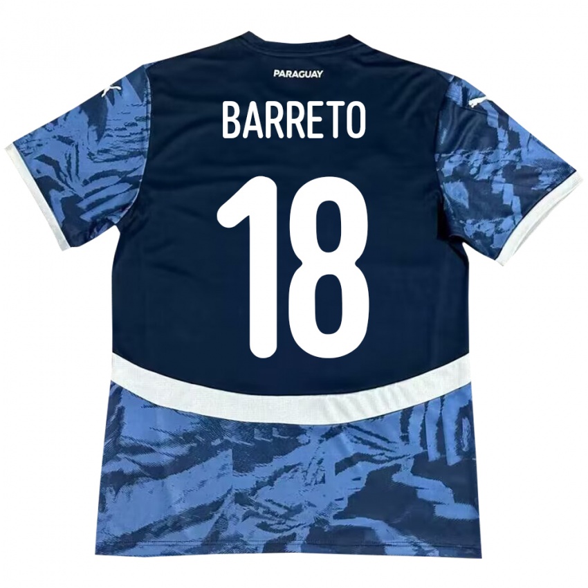 Børn Paraguay Liz Barreto #18 Blå Udebane Spillertrøjer 24-26 Trøje T-Shirt