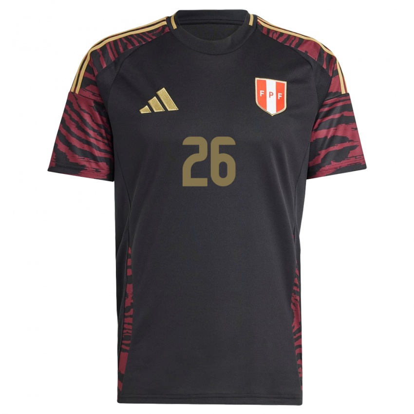 Børn Peru Franco Zanelatto #26 Sort Udebane Spillertrøjer 24-26 Trøje T-Shirt