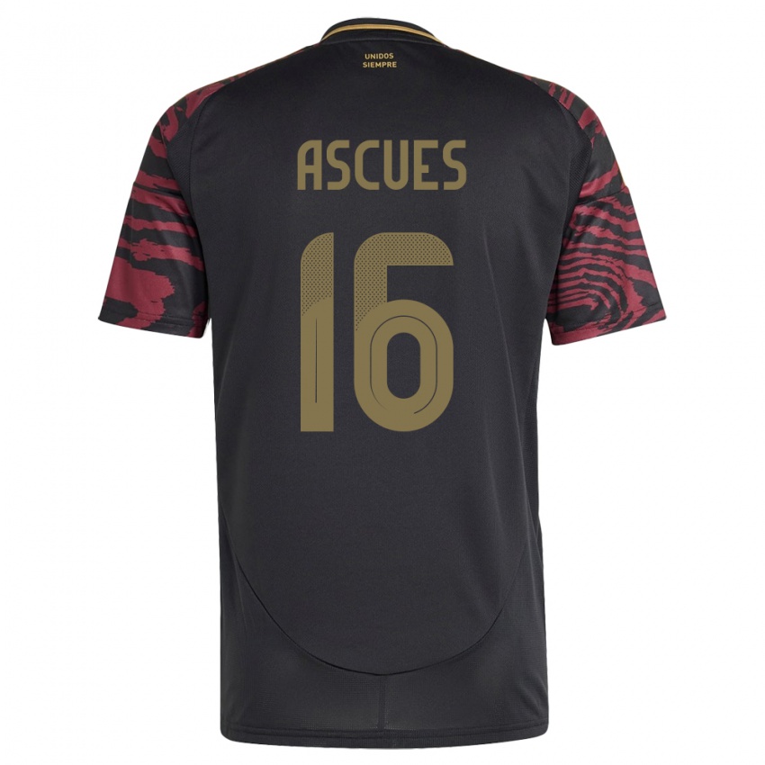 Børn Peru Carlos Ascues #16 Sort Udebane Spillertrøjer 24-26 Trøje T-Shirt