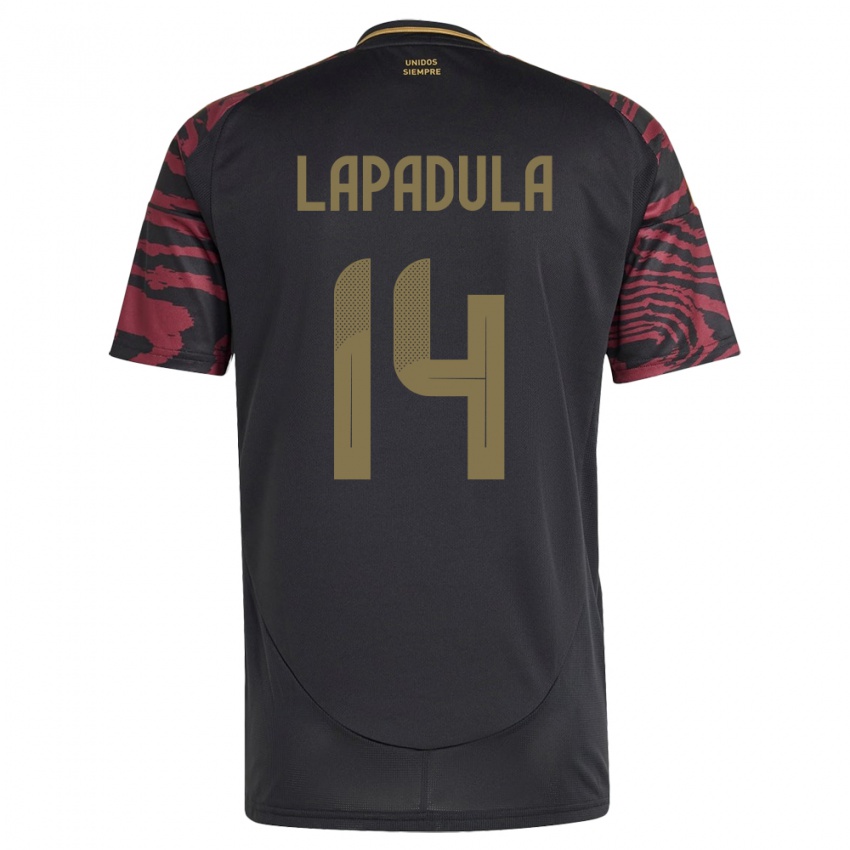 Børn Peru Gianluca Lapadula #14 Sort Udebane Spillertrøjer 24-26 Trøje T-Shirt