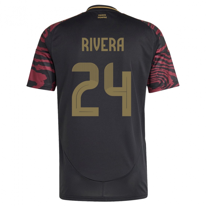 Børn Peru José Rivera #24 Sort Udebane Spillertrøjer 24-26 Trøje T-Shirt