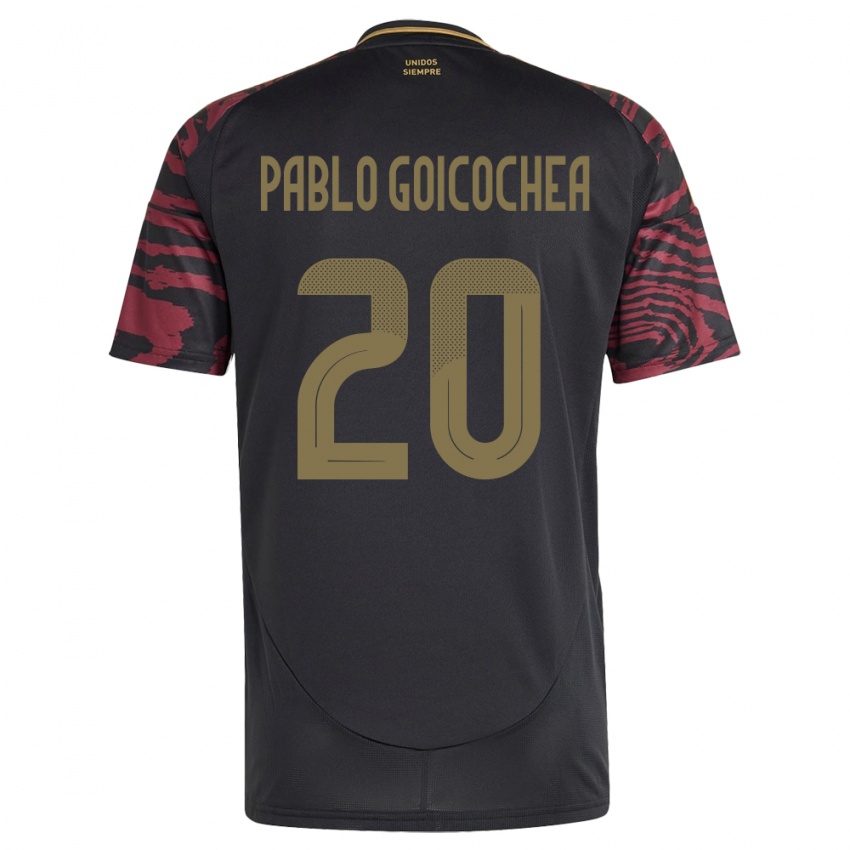 Børn Peru Juan Pablo Goicochea #20 Sort Udebane Spillertrøjer 24-26 Trøje T-Shirt