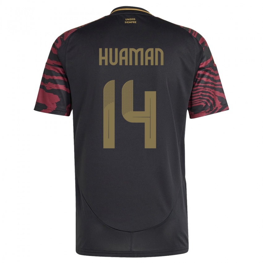 Børn Peru Marco Huamán #14 Sort Udebane Spillertrøjer 24-26 Trøje T-Shirt