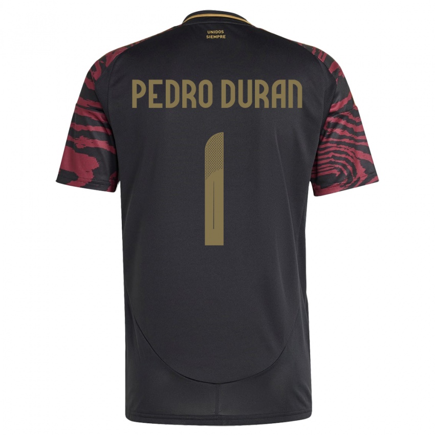 Børn Peru Juan Pedro Durán #1 Sort Udebane Spillertrøjer 24-26 Trøje T-Shirt