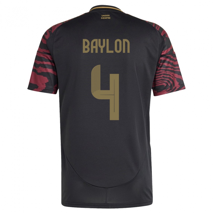 Børn Peru Luis Baylón #4 Sort Udebane Spillertrøjer 24-26 Trøje T-Shirt