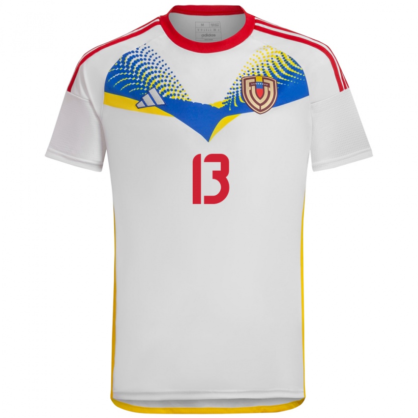 Børn Venezuela Nayluisa Cáceres #13 Hvid Udebane Spillertrøjer 24-26 Trøje T-Shirt