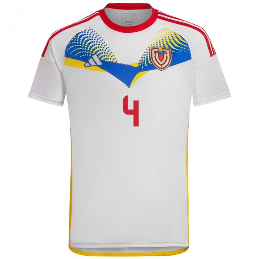 Børn Venezuela Santiago Gómez #4 Hvid Udebane Spillertrøjer 24-26 Trøje T-Shirt