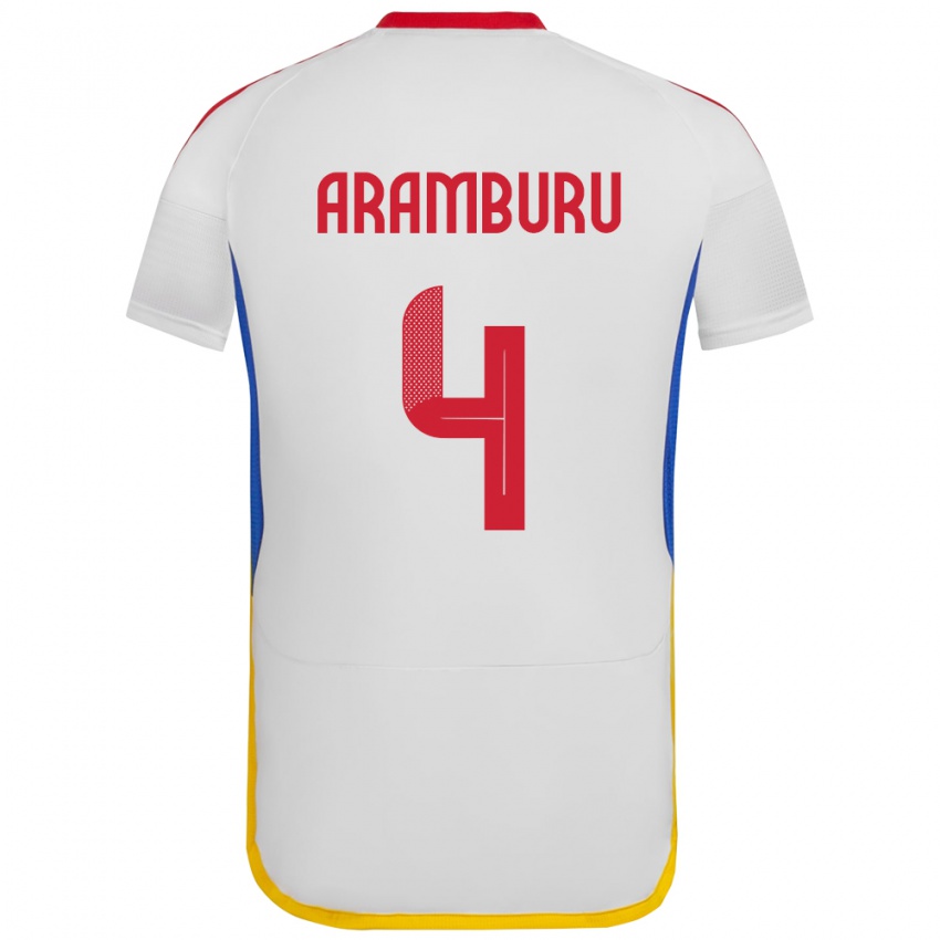 Børn Venezuela Jon Aramburu #4 Hvid Udebane Spillertrøjer 24-26 Trøje T-Shirt