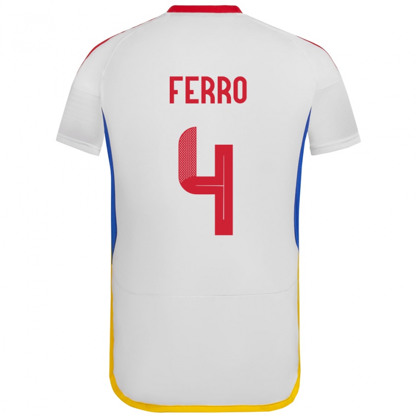 Børn Venezuela Andrés Ferro #4 Hvid Udebane Spillertrøjer 24-26 Trøje T-Shirt