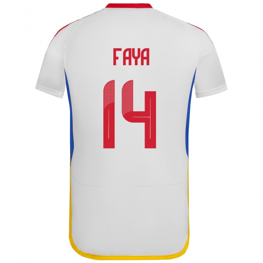 Børn Venezuela Carlos Faya #14 Hvid Udebane Spillertrøjer 24-26 Trøje T-Shirt