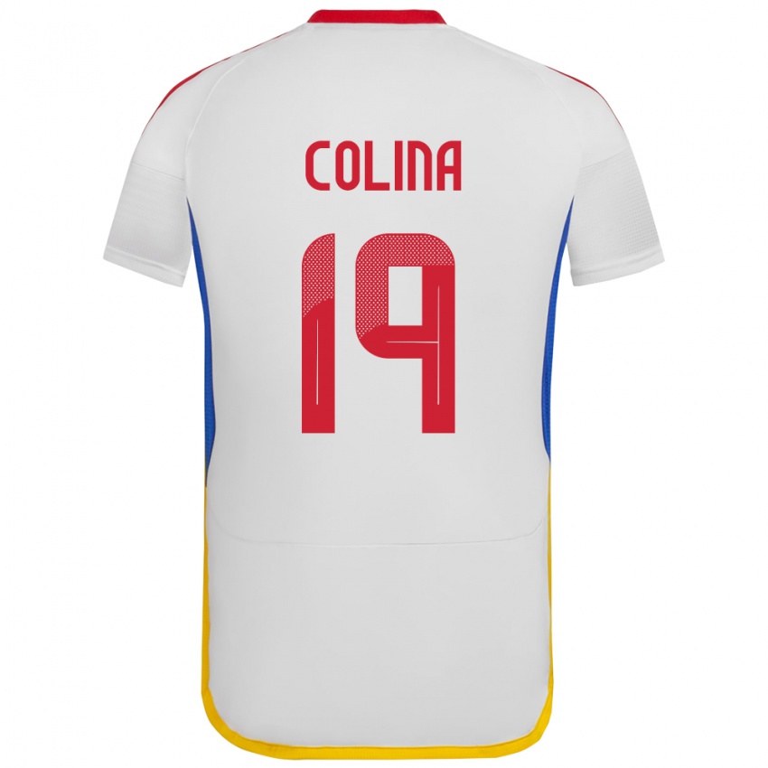 Børn Venezuela Junior Colina #19 Hvid Udebane Spillertrøjer 24-26 Trøje T-Shirt