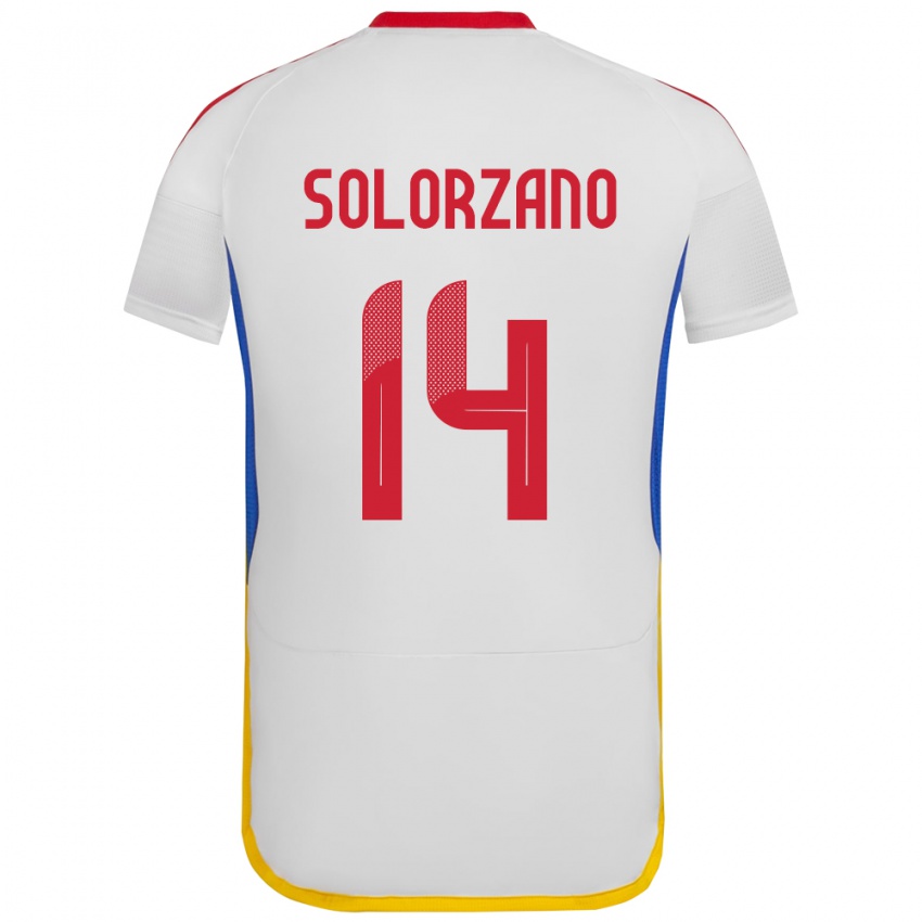 Børn Venezuela Fabiola Solórzano #14 Hvid Udebane Spillertrøjer 24-26 Trøje T-Shirt