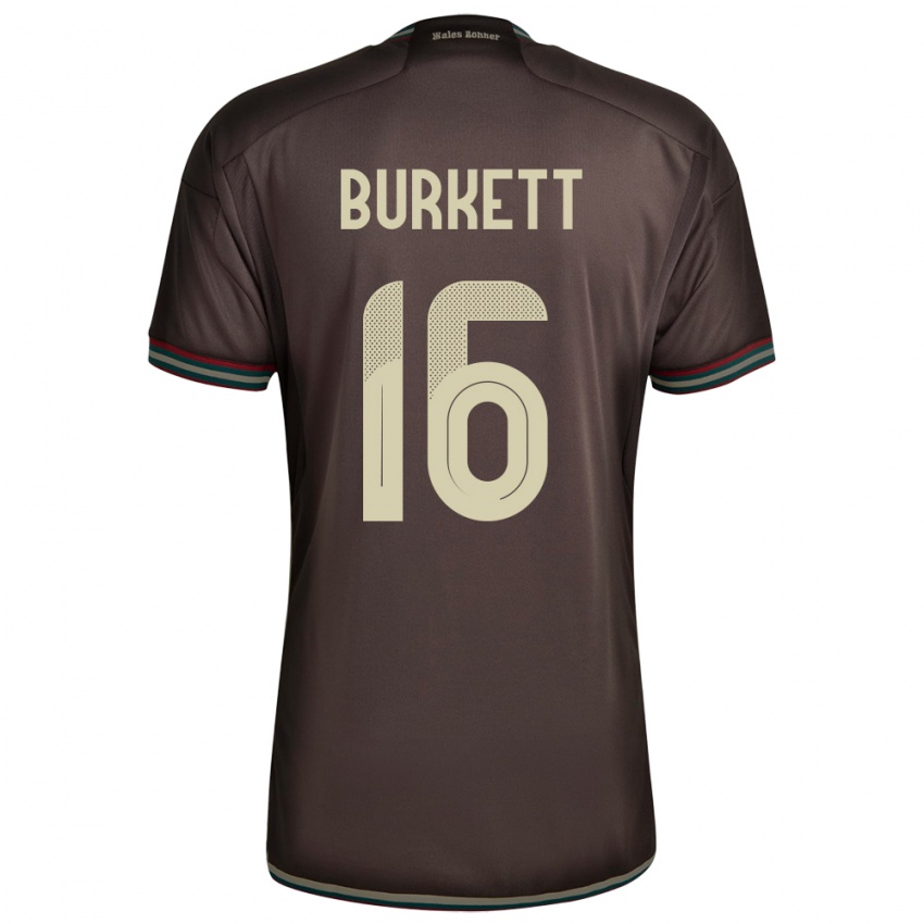 Børn Jamaica Brian Burkett #16 Nat Brun Udebane Spillertrøjer 24-26 Trøje T-Shirt